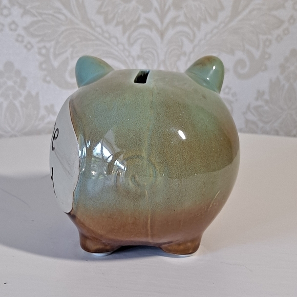 Piggy Bank 'Shoe Fund' ceramic green, EUC - Picture 3 of 6